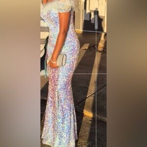 Stunning Off-Shoulder Sequin Prom Dress